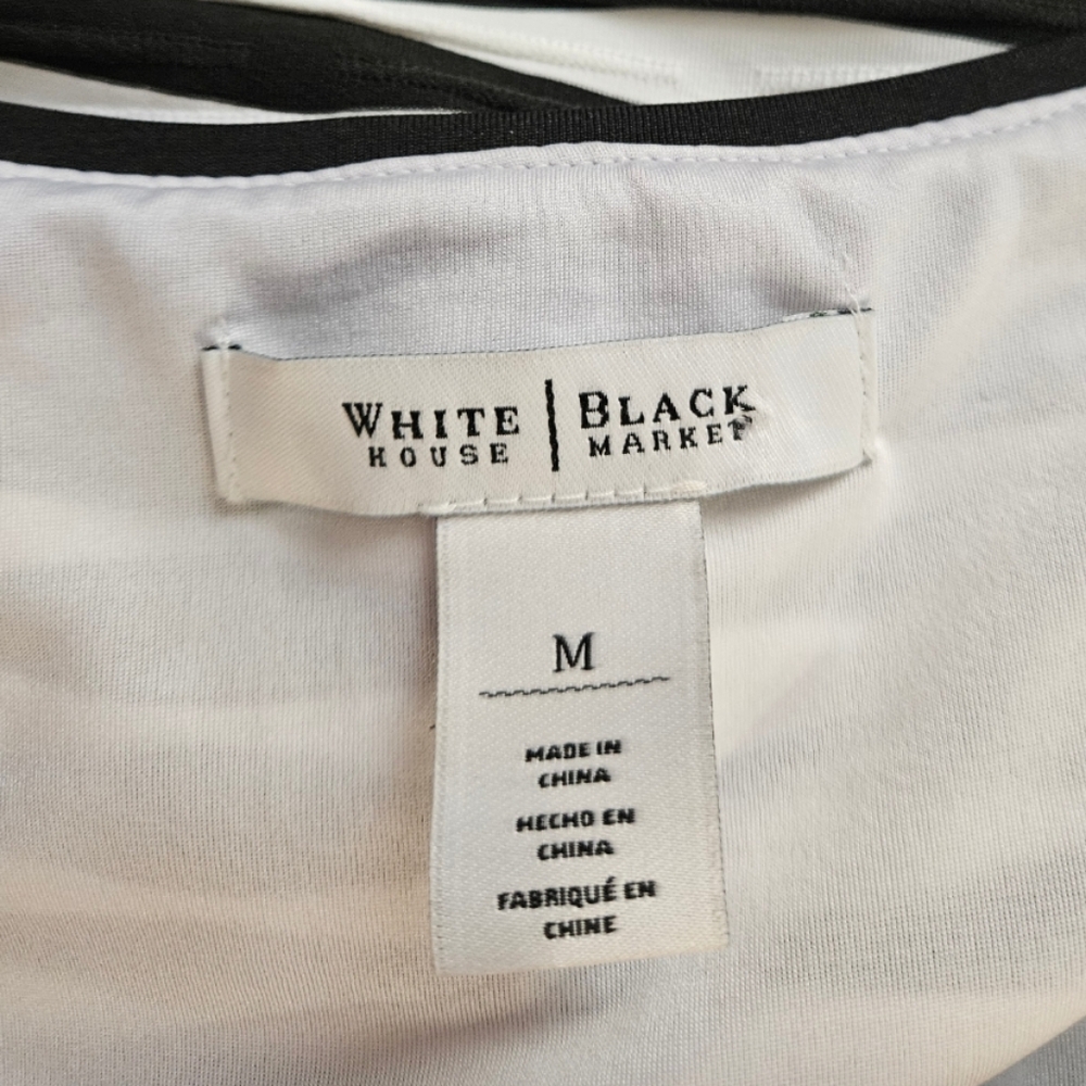 NWOT WHBM black white texture striped tank top blouse Womens Medium - Picture 2 of 6